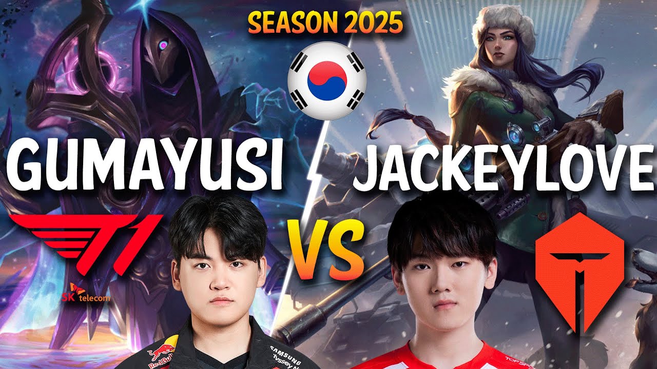 T1 Gumayusi vs TES JackeyLove - Gumayusi JHIN vs JackeyLove CAITLYN ADC - Patch 15.3 KR Ranked
