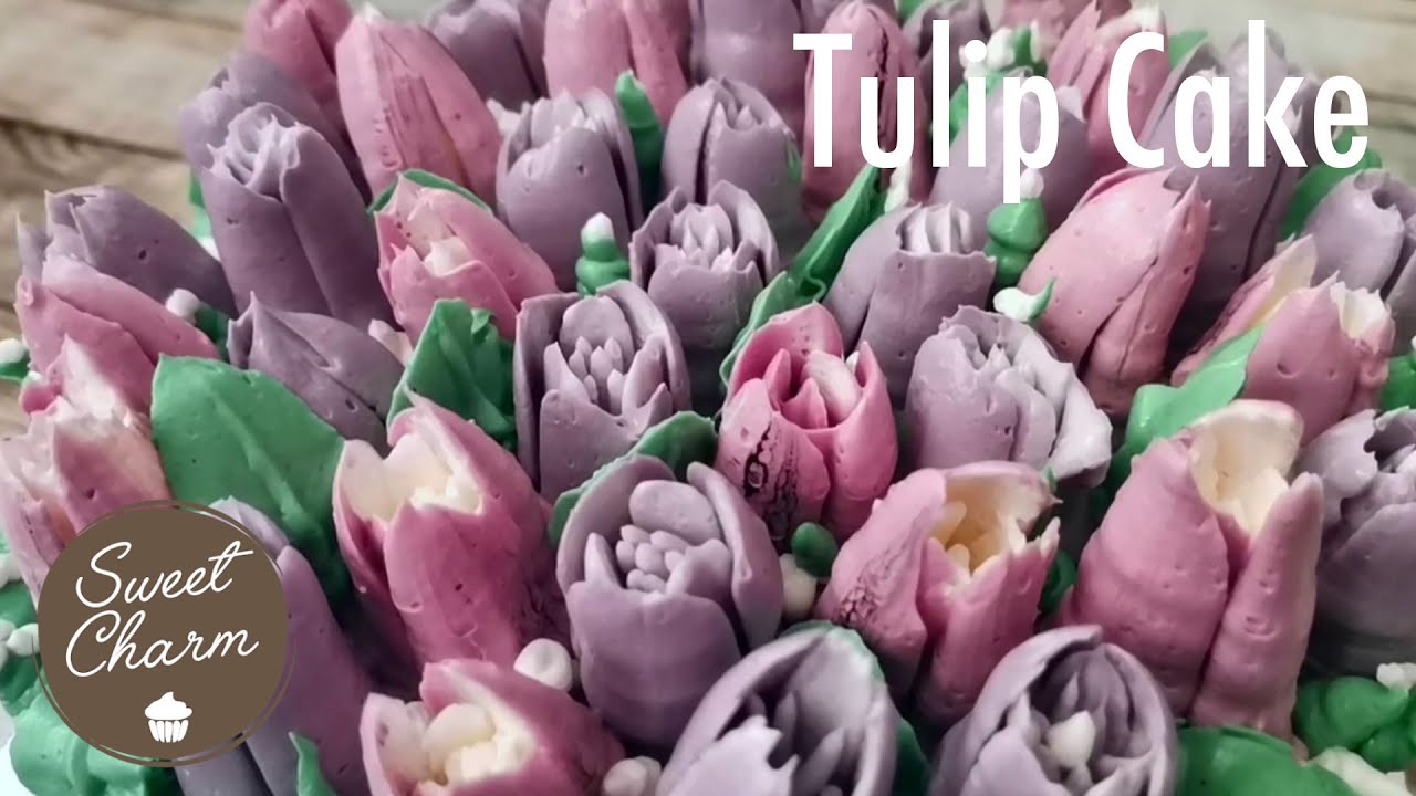 🌷🌷DECORAZIONE TORTA TULIPANI / TULIP CAKE  #tulipcake #flowercake #russiantips