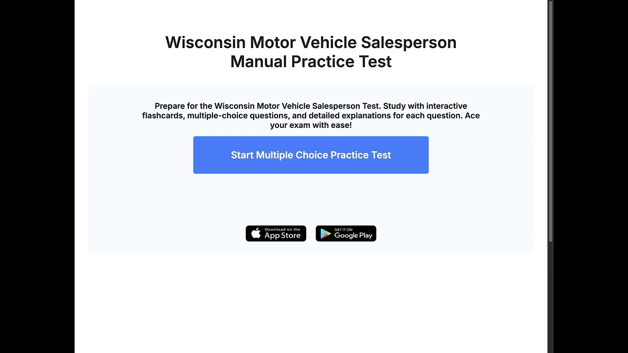 Wisconsin Motor Vehicle Salesperson Manual Practice Test