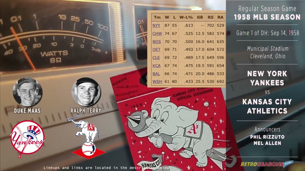 1958-Sep-14 &bull; NYY/KCA-G1 &bull; New York Yankees vs Kansas City Athletics - Baseball Radio Broadcast