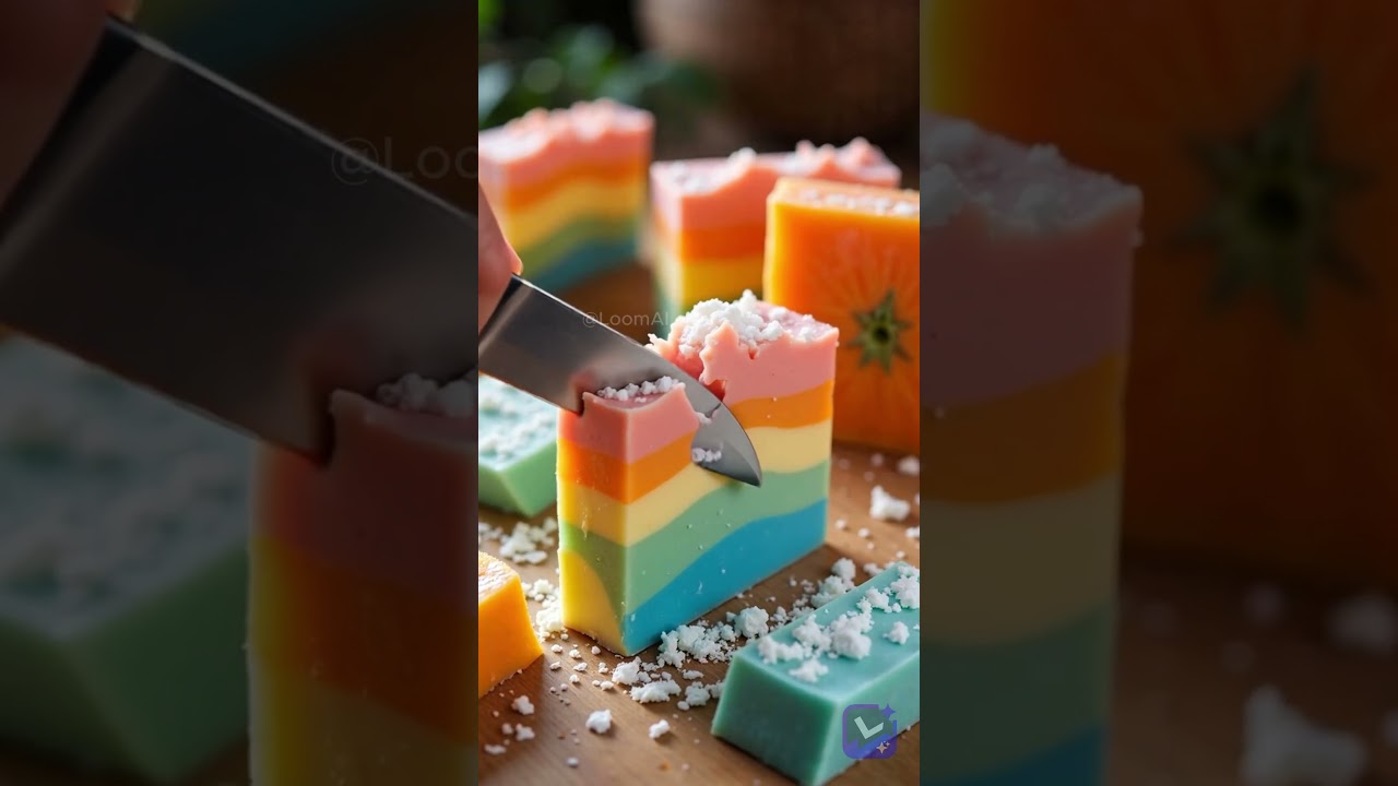 Satisfying AI Soap Cutting &ndash; Colorful Layers & Crisp Sounds | Oddly Relaxing ASMR