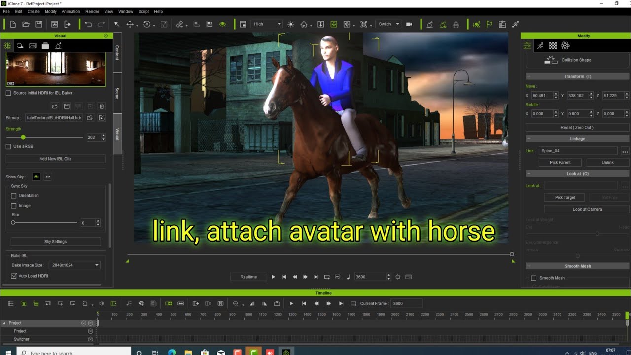 How to attach, link Creater with horse in iclone 7