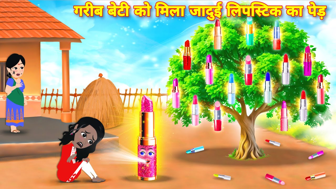 Poor daughter found magical lipstick tree || magical lipstick ka ped || jadui kahani | hindi stories