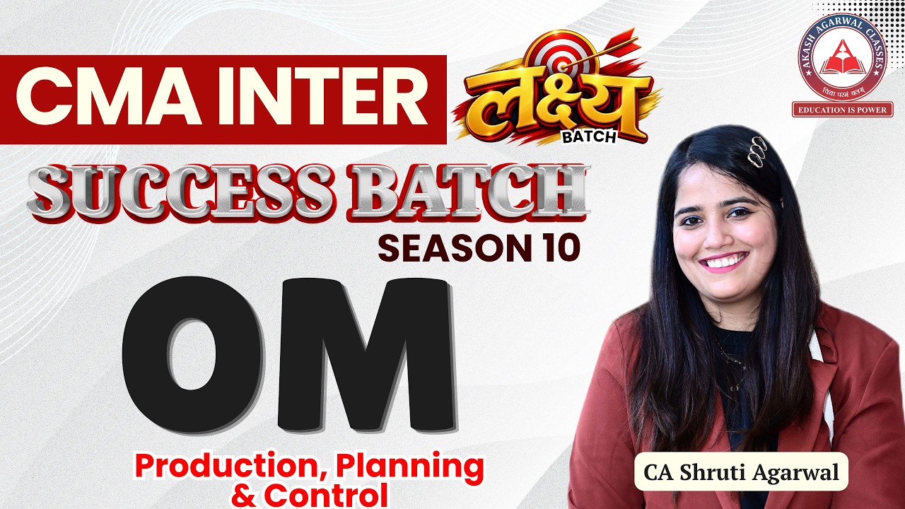 CMA Inter OM | Production, Planning & Control | L1 | Dec 2026 | CA Shruti Agarwal