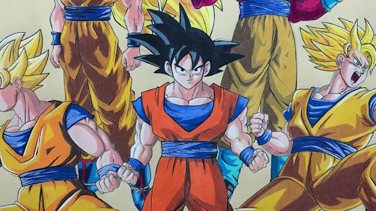 Speed drawing: Goku Super Saiyan - Dragon Ball - Fan Art