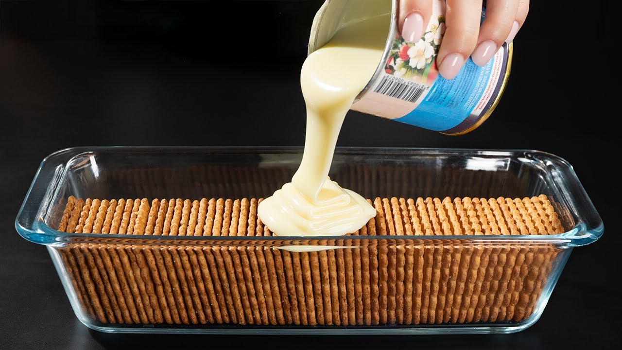 Ein Kuchen in 2 Minuten, der eine Auszeichnung verdient hat! Kondensmilch und Kekse mischen!