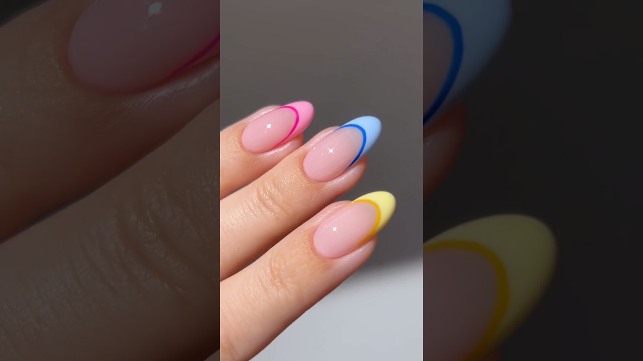 🎨💅🏻 colorful double french #nails #nailart #nailpolish #naildesign