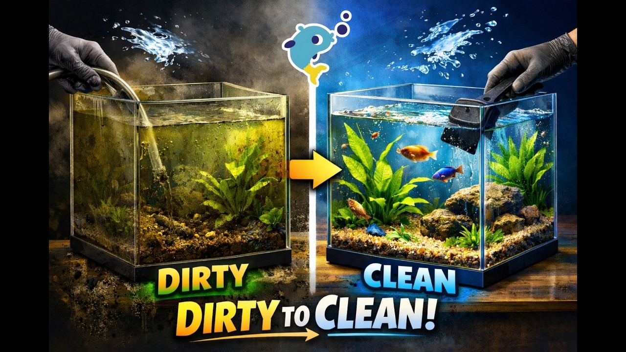 10 Inch Cube Aquarium Cleaning | Dirty to Crystal Clear Transformation