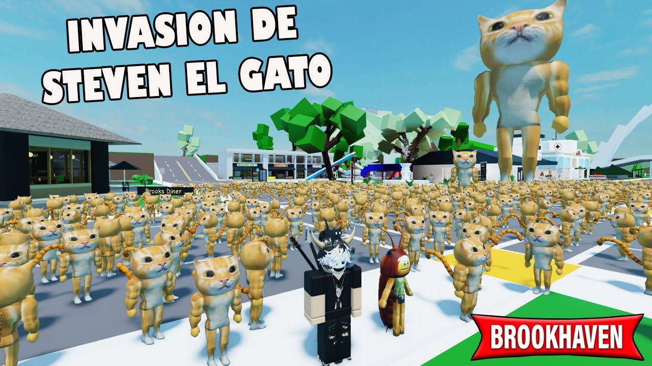 QUE PASARIA SI STEVEN EL GATO INVADE BROOKHAVEN?🙀 (ROBLOX)