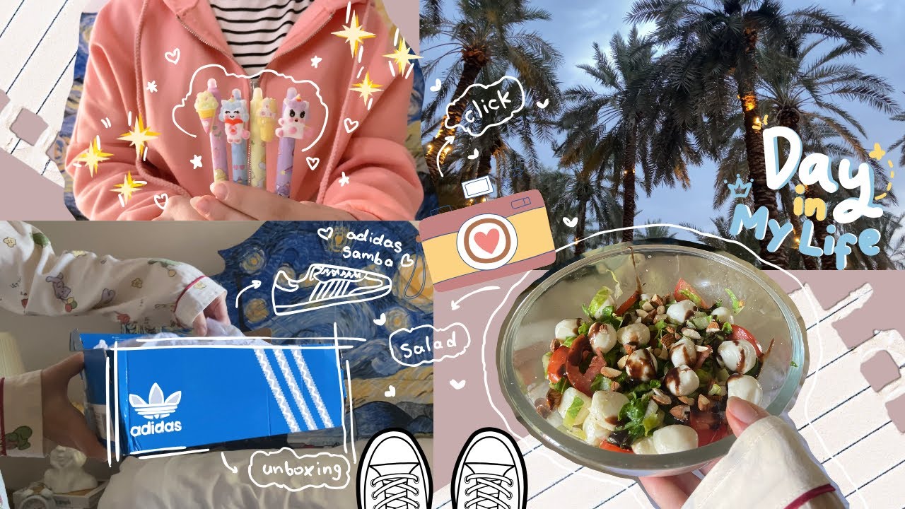يوم في حياتي✨ - سلطة موتزاريلا 🥗 - انبوكسنق 👟 - بستان المستظل 🌴 - مشترياتي من قباء 🛍️