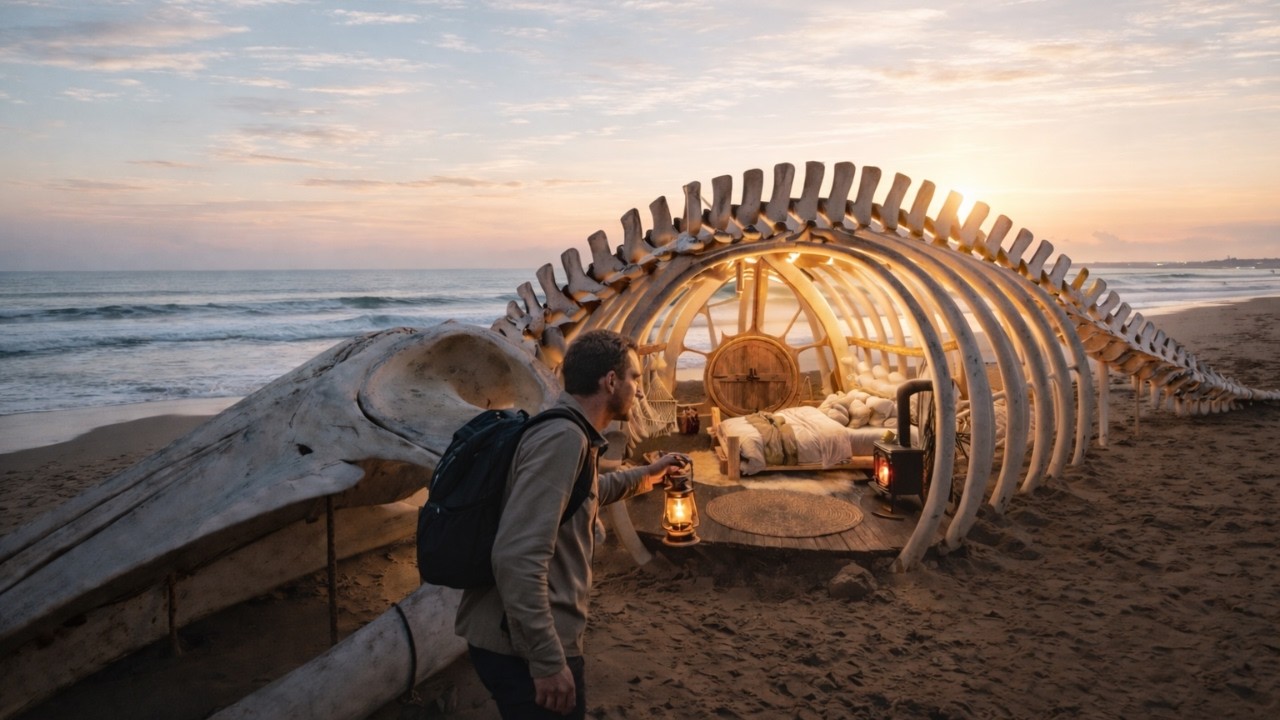 Building a Luxury Cabin Inside a Massive Whale Skeleton (Satisfying ASMR)