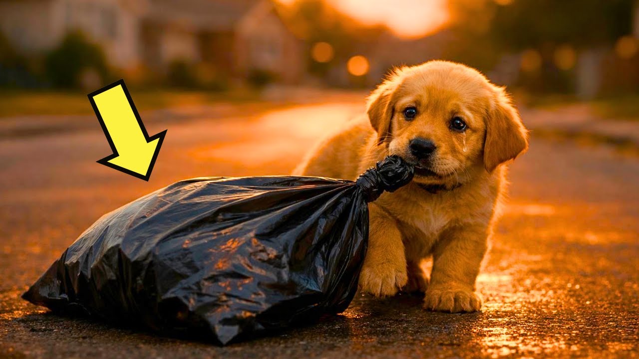 PERRO LLEVABA UNA BOLSA DE BASURA LLORANDO… PERO LO QUE HABÍA ADENTRO INDIGNÓ A TODOS