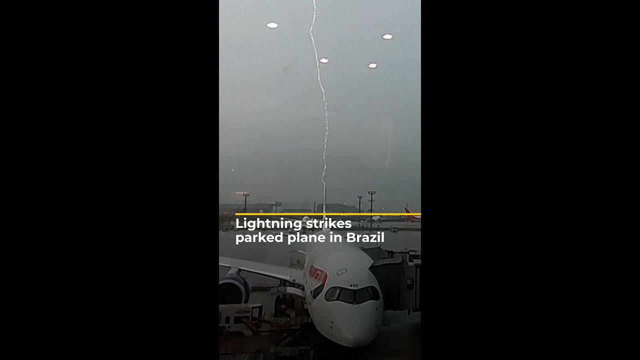 Lightning strikes parked plane in Brazil