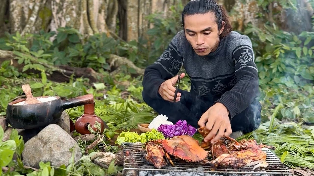 Memasak cumi dan kepiting dihutan | Dapur Alam