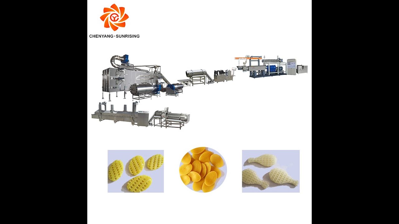 Secondary fried 3D puffed pellet snack food production line making extruder machine