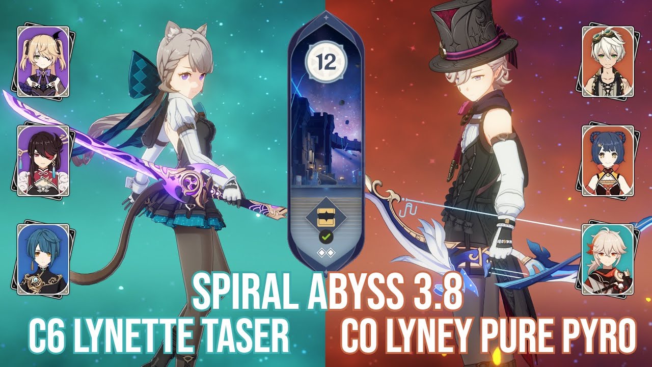 C6 Lynette Taser & C0 Lyney Pure Pyro - Genshin Impact Abyss Version 4.0 / 3.8
