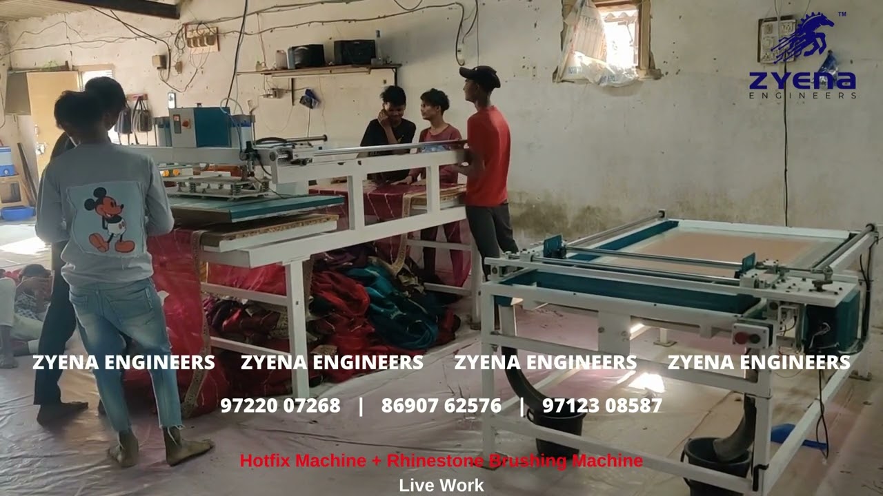 Hotfix Machine + Rhinestone Brushing Machine(Chavna) - Live Work