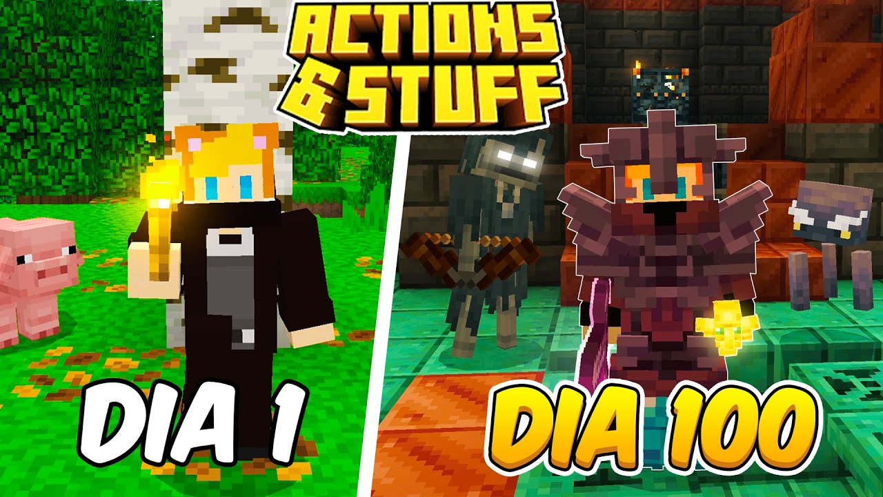 Sobreviví 100 Días en Minecraft BEDROCK HARDCORE + Actions & Stuff