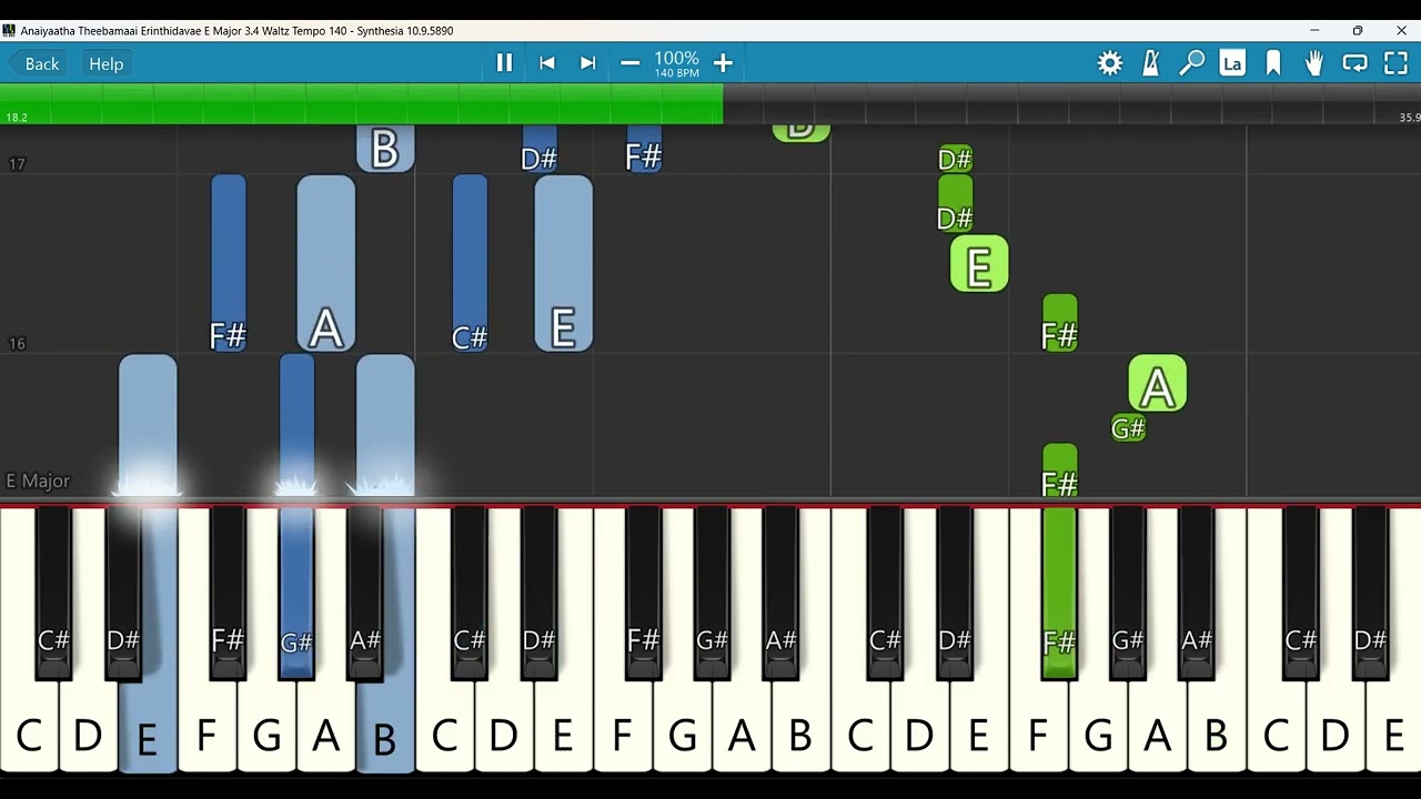 Anaiyaatha Theebamaai Erinthidavae Keyboard Notes E Major 3/4 Waltz Tempo 140