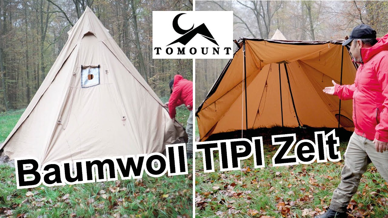 Tomount beheizbares Baumwoll Tipi Zelt mit Feuerfestem Kaminloch