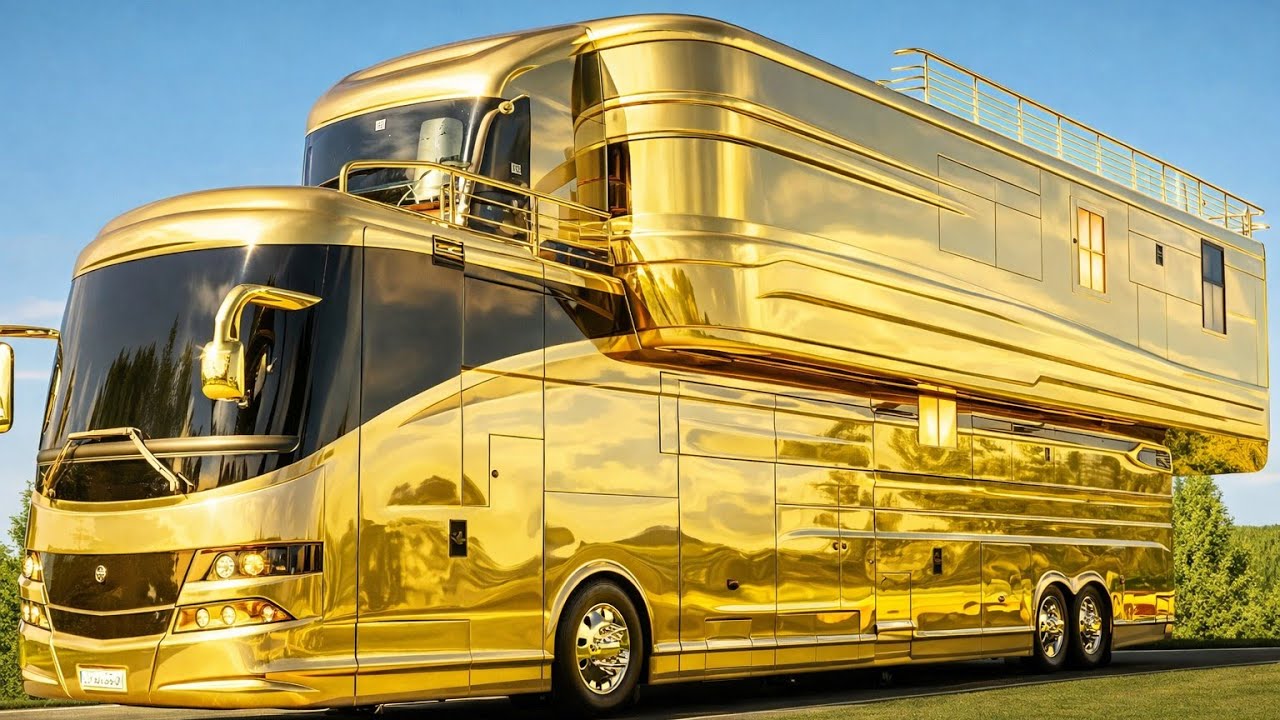 World’s Largest 5-Storey Golden Motorhome Ever Built 💛🚐