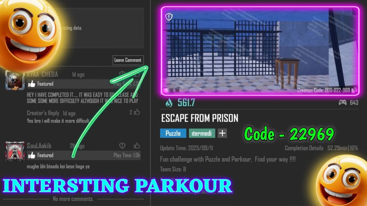 BGMI Prison Escape Wow Mode😍 | The Prison Parkour 😎 | BGMI 22969 Code ❤️ | BGMI Wow Mode Challenge 🔥