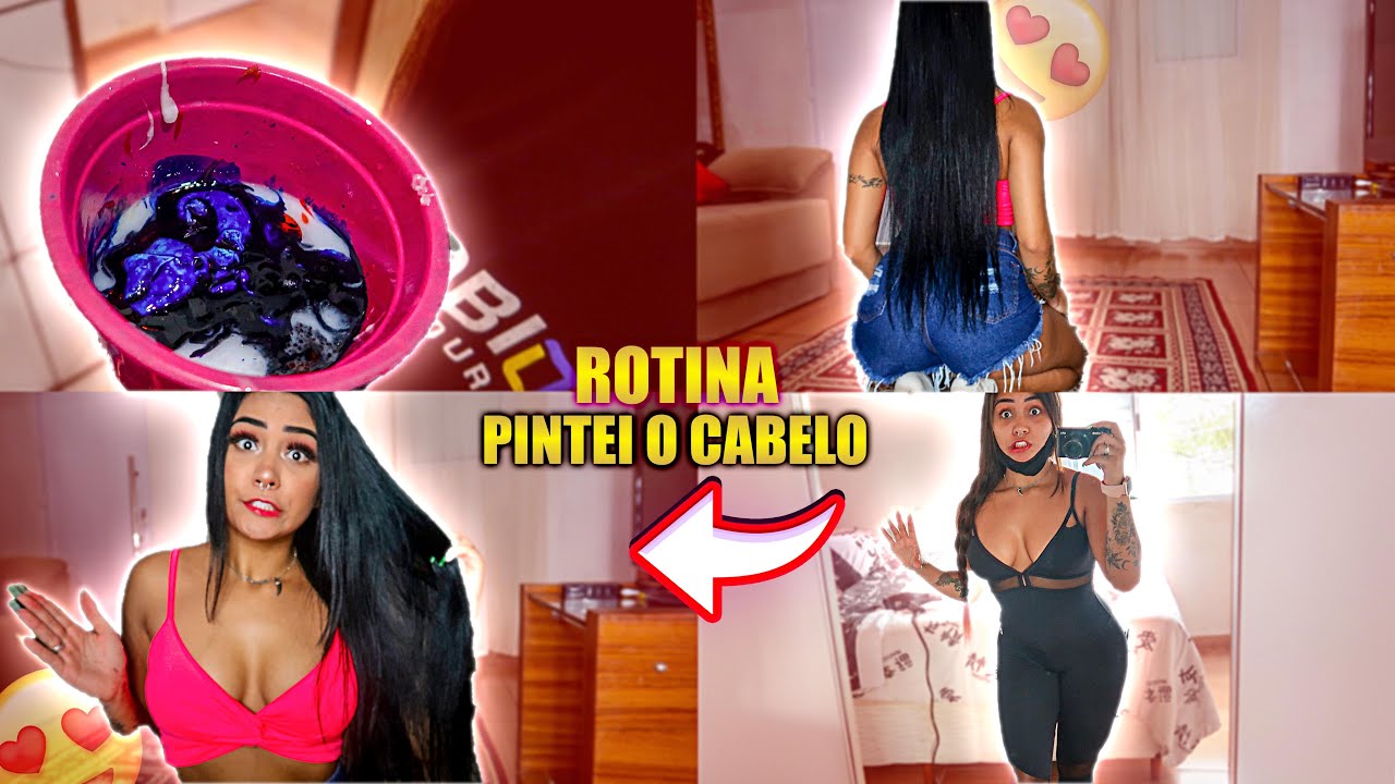 ROTINA: PINTEI MEU CABELO de PRETO AZULADO