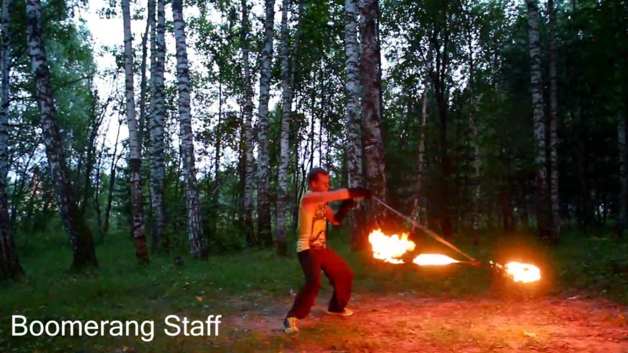 Fire boomerang staff  Fire chain staff