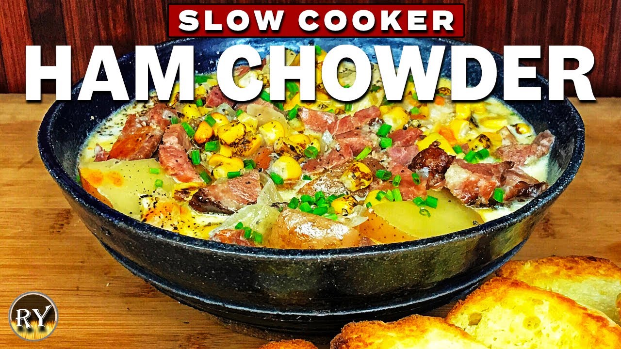Ham & Corn Chowder Prepared In The Slow Cooker