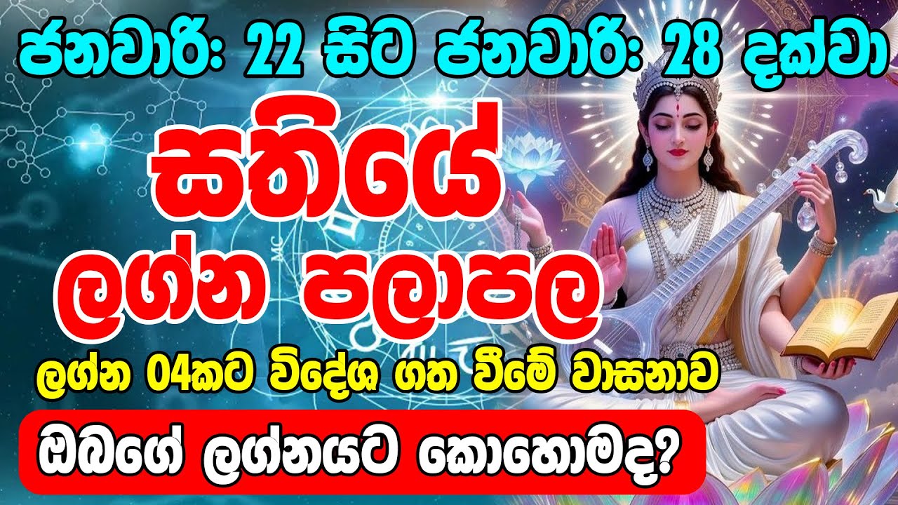 සතියේ ලග්න පලාපල ජනවාරි  මස 22 දා සිට ජනවාරි 28දක්වා |  Weekly Horoscope | Horoscope Lanka