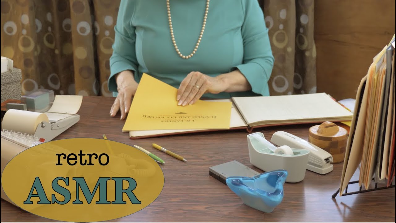 Accountant Roleplay ASMR ✨ 1960s Office ✨Rubber Stamps, Bookkeeping, Crinkly Sorting ✨ No Talking