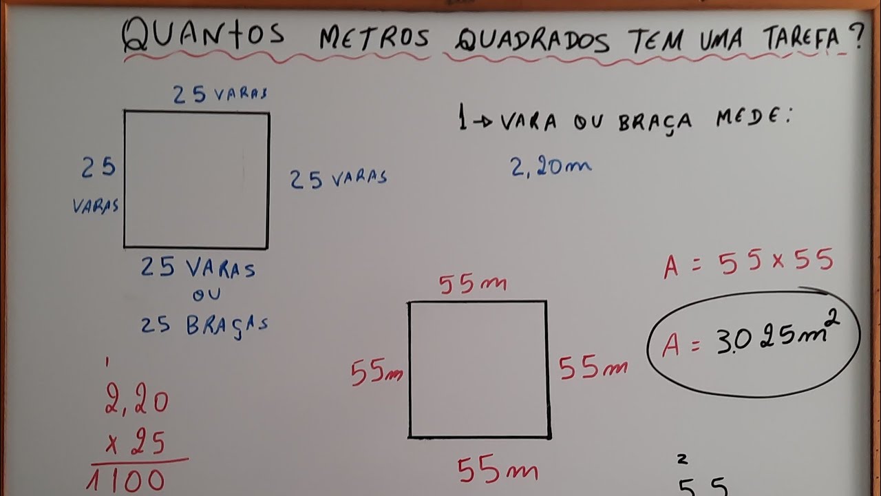 Quantos metros quadrados tem uma tarefa?
