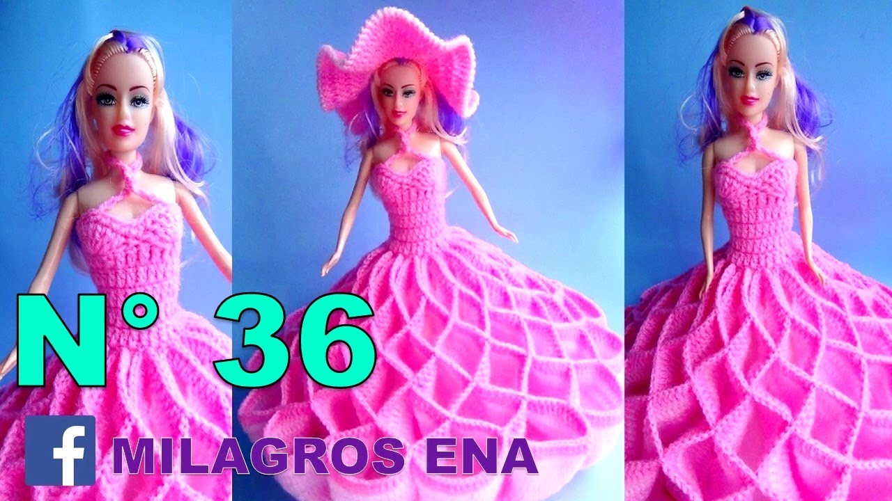 Manualidades Milagros Ena N° 36: Vestido de princesa tejido a crochet para muñecas paso a paso