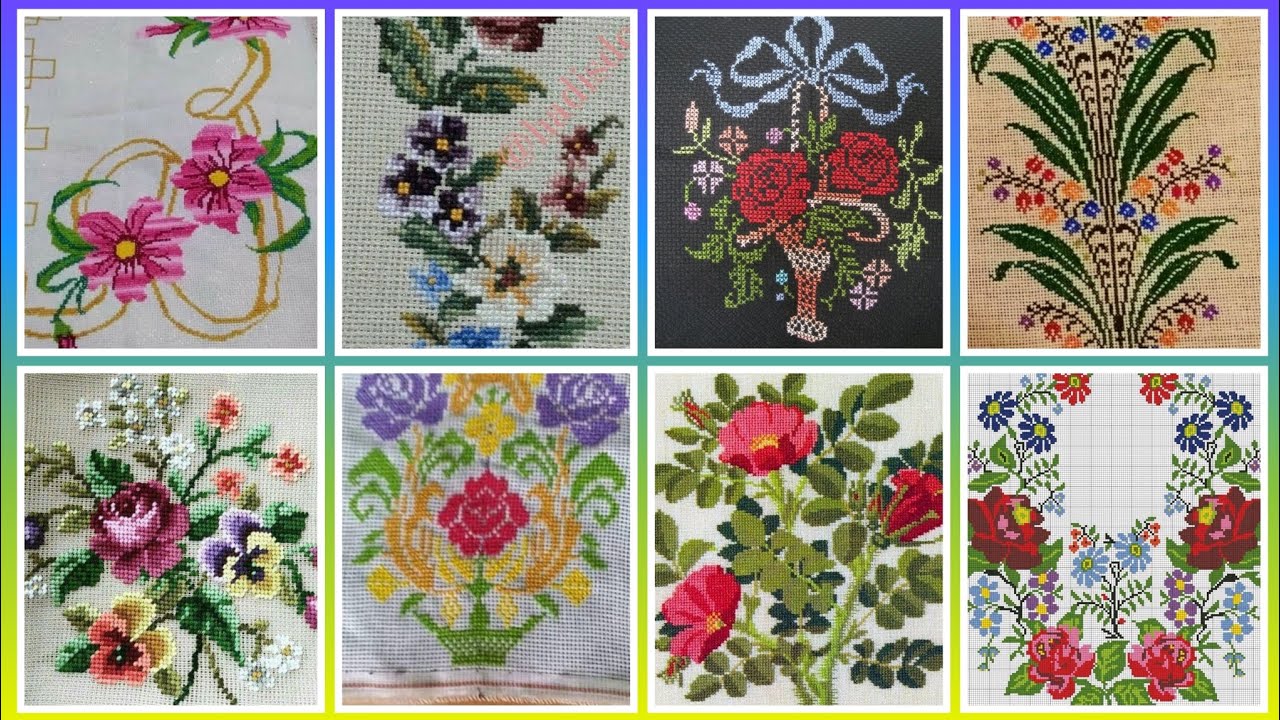 Top 100+ Amazing and Elegant Floral Cross stitch patterns || Charsuti Kerhai Ideas For Everything||