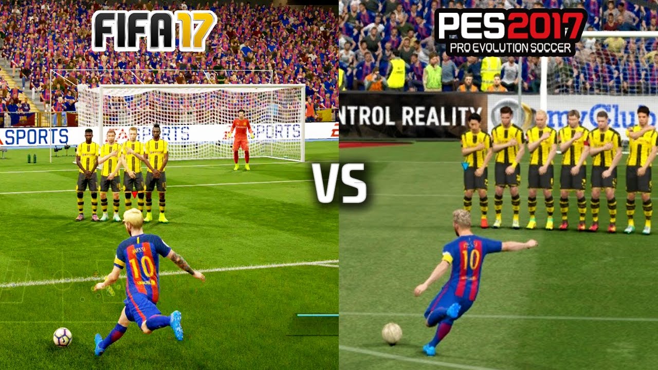 FIFA 17 vs PES 17 - FREE KICKS (featuring Messi, Ronaldo, Ibrahimovic, Calhanoglu)