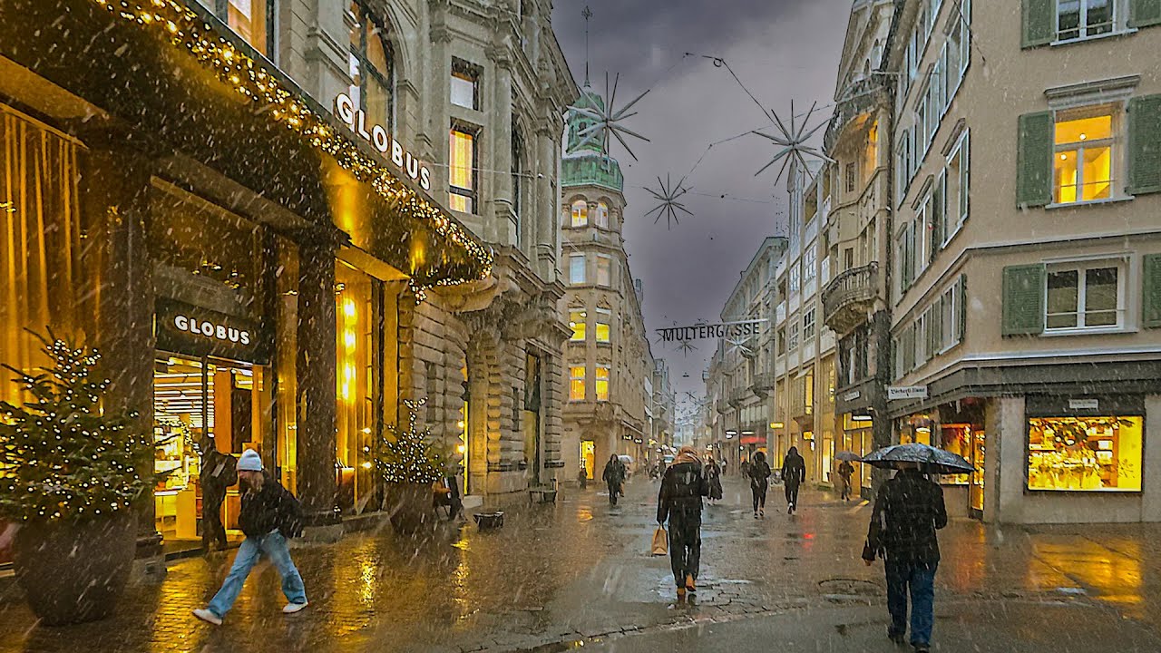 Snowy Evening Walk through the City of St. Gallen ❄️✨ Heavy Snowfall in Switzerland 🌨️🇨🇭🫶