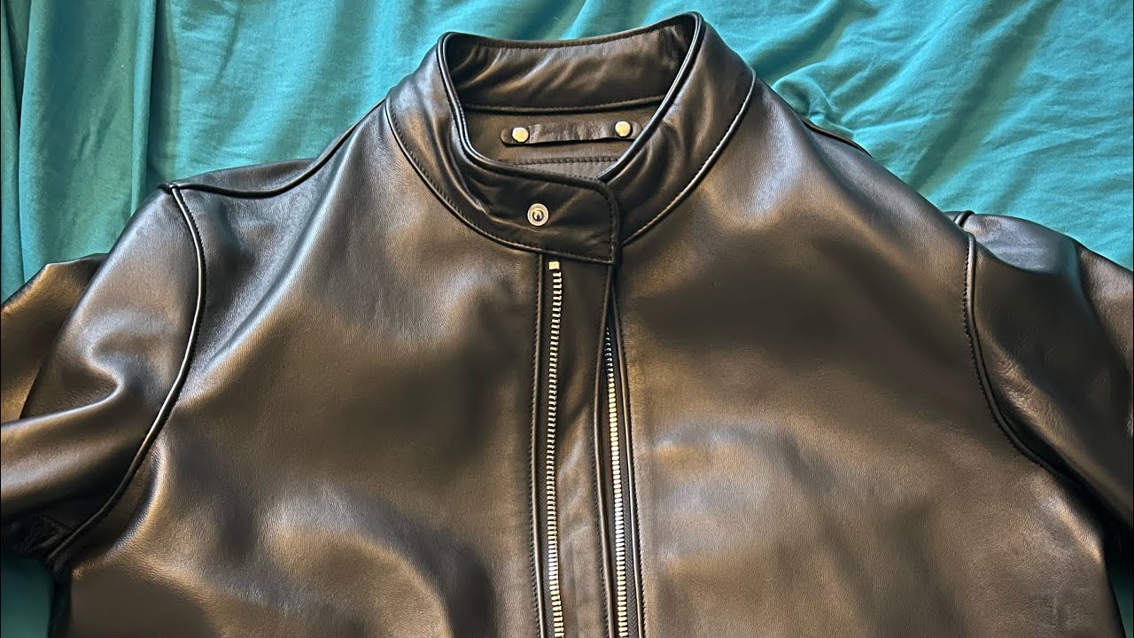 Trying on a Thursday racer jacket