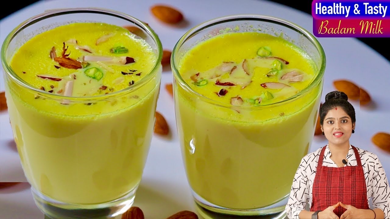 மழைக்கு இதமா சுட சுட பாதாம் பால் இப்படி செய்ங்க👌| how to make badam milk in tamil | badam paal