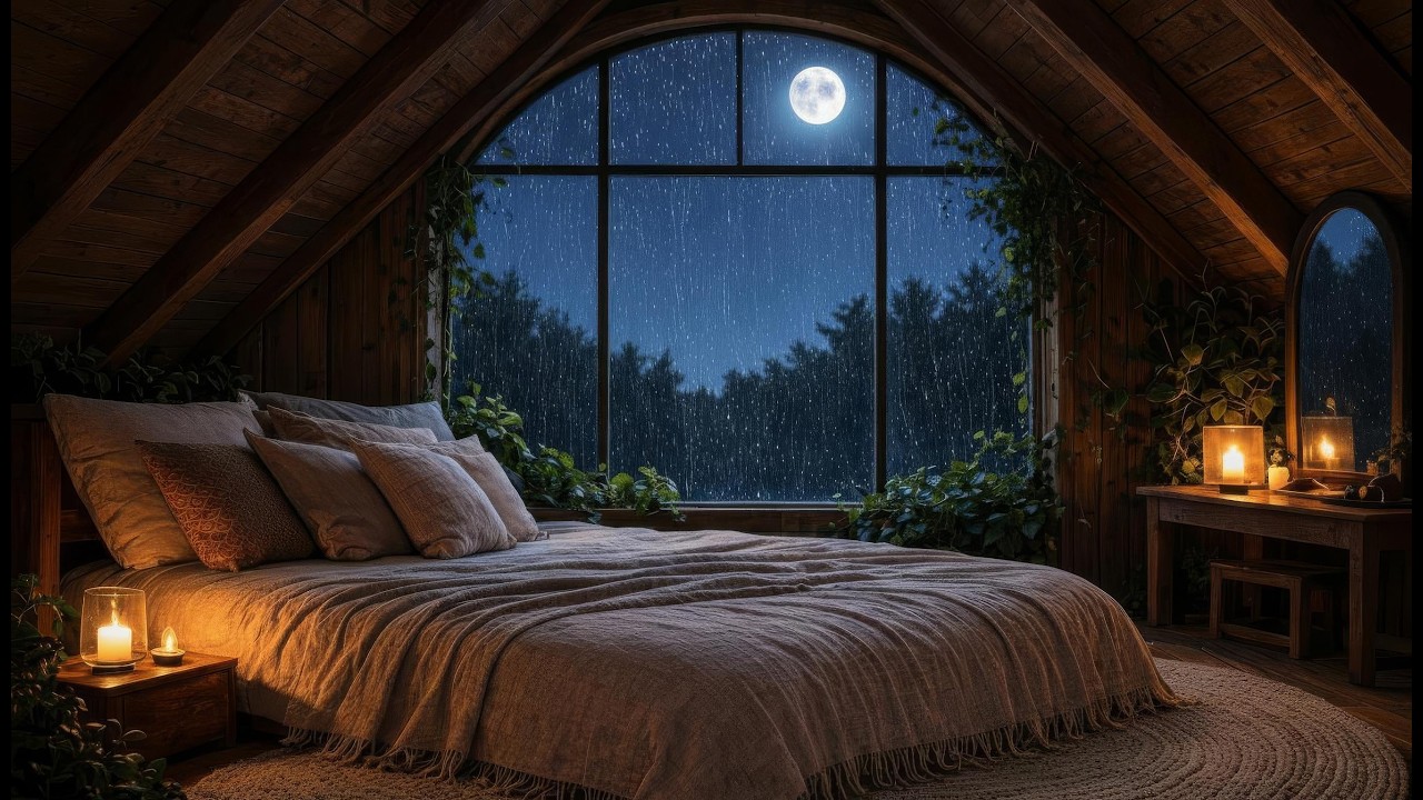 Rain Sounds for Deep Sleep 🌧️ Cozy Cabin Bedroom Ambience