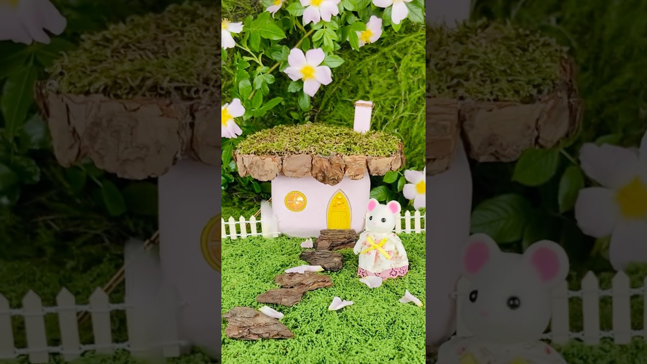 A charming pink house that feels warm #fairyhouses #miniatureworld #diycrafts #magicalcrafts #diy