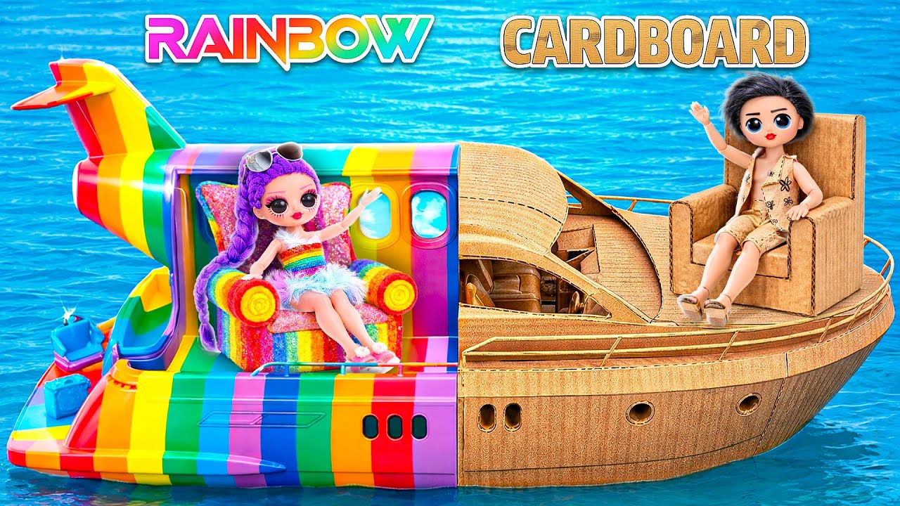 K-Pop Demon Hunters on a Rainbow and Cardboard Ship! 10 Crafts for L.O.L. Dolls!| TuLaLoo