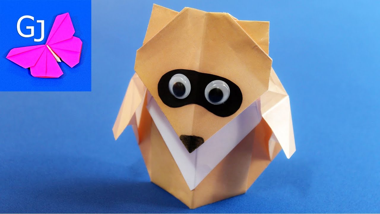 Оригами Енот / Бумажные животные / Origami raccoon