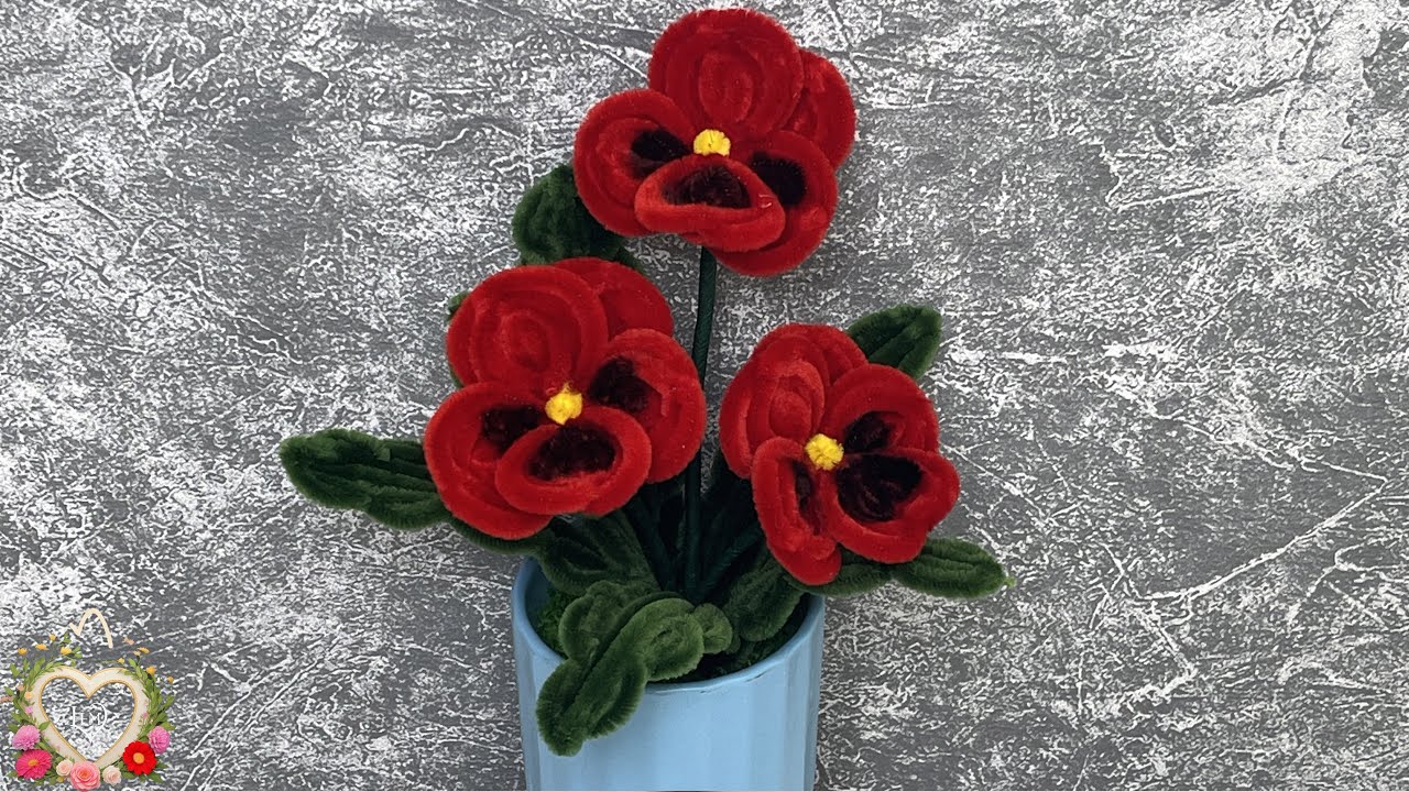 DIY flower - How to make Pansies mini pots with pipe cleaner #hms2
