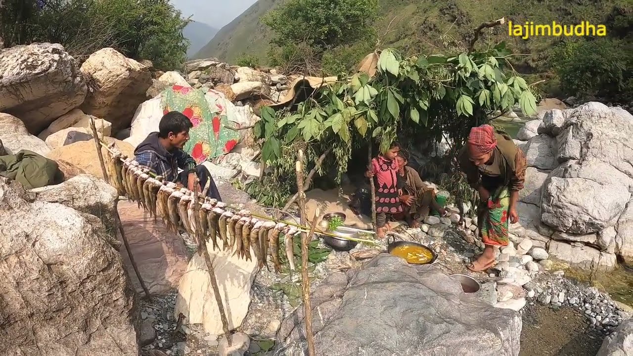 organic food cooking and eating in the tiny hut || lajimbudha ||