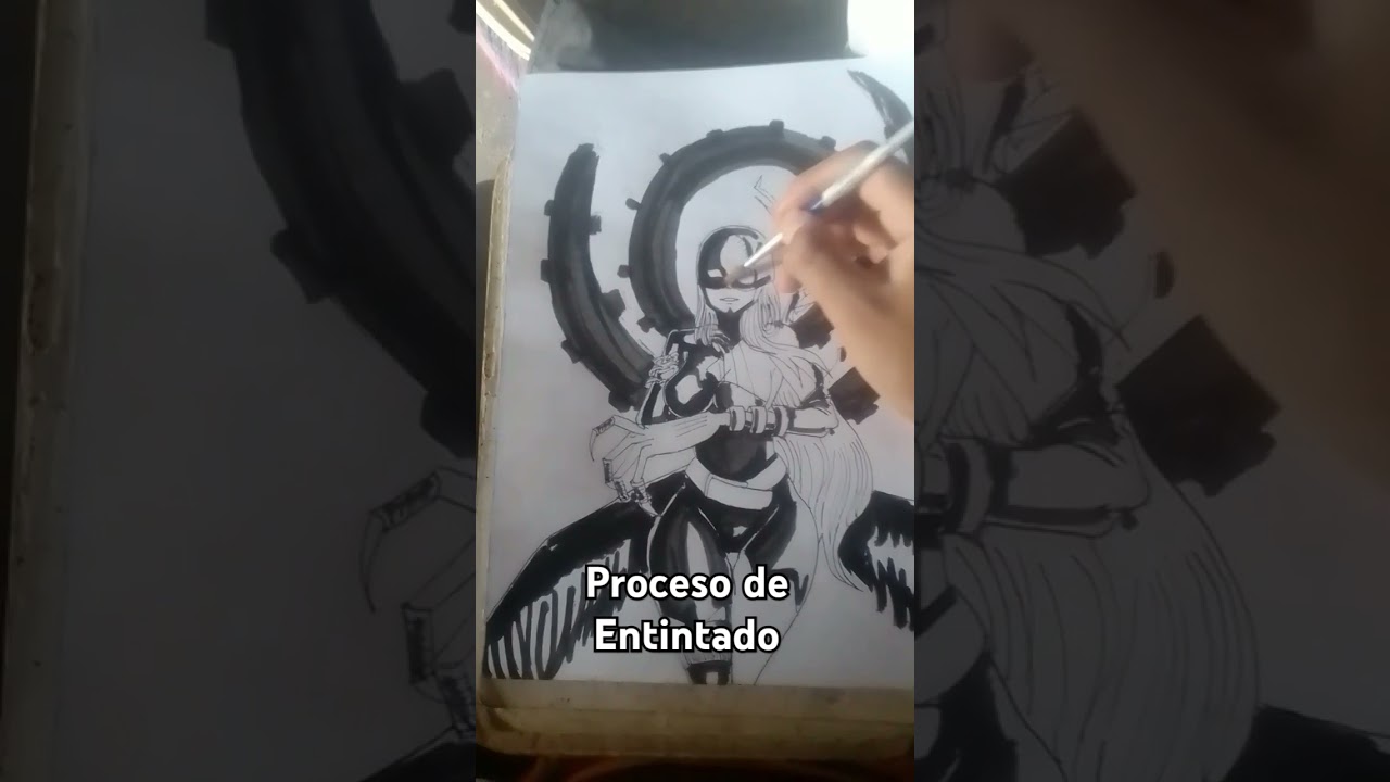 Proceso de entintado 3 Ladydevimon #digimon #anime #ink #tradicional