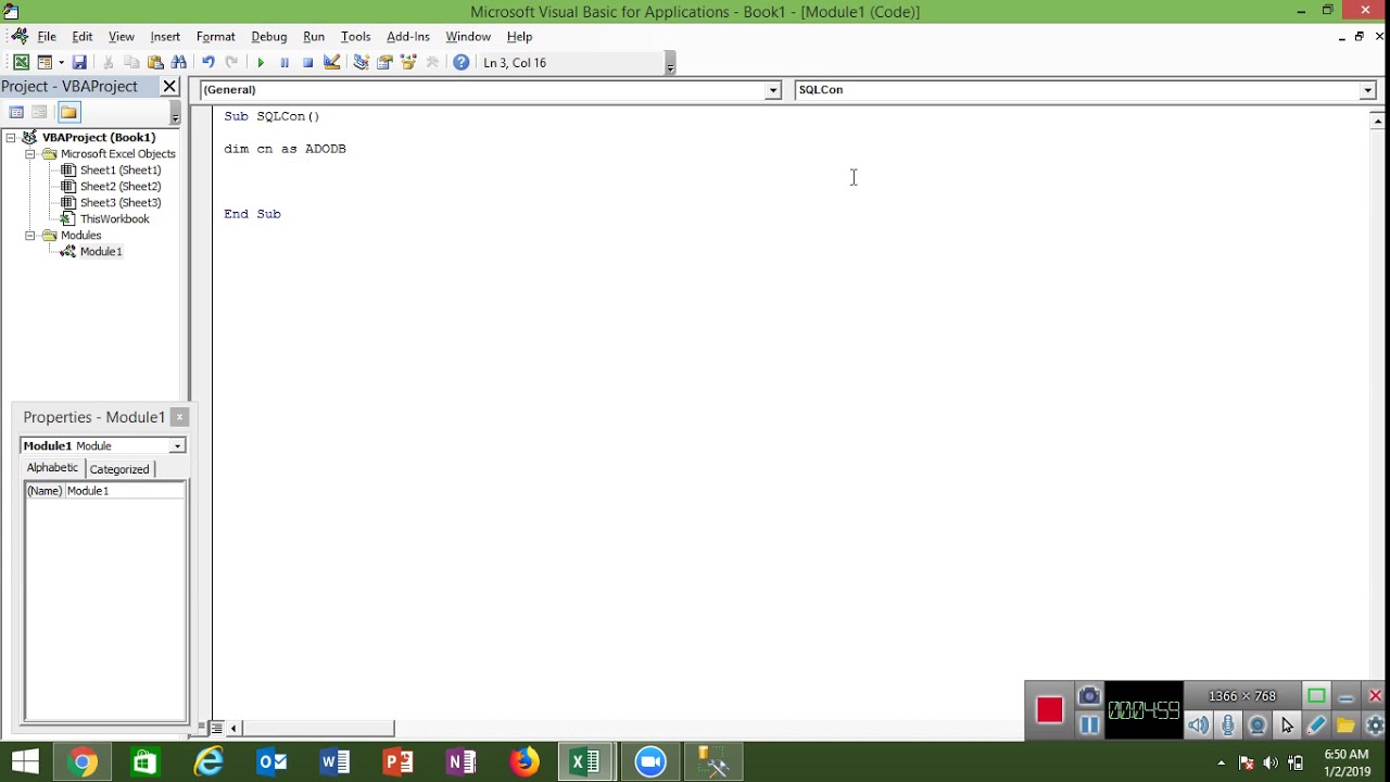Connect SQL via VBA - Excel VBA Macros Training in Hindi