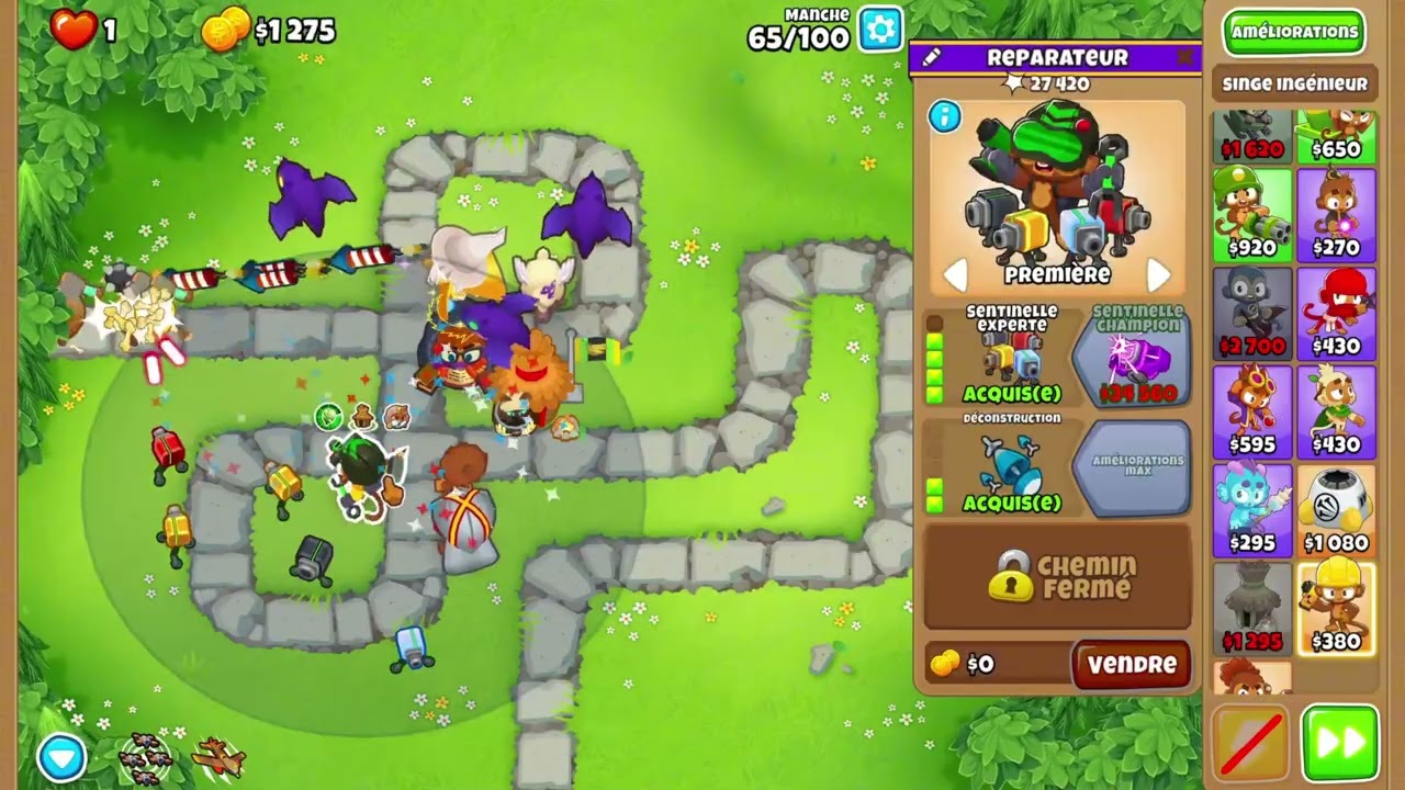 Bloons td 6 | Chimpanzé 6 tours | Prairie des singes