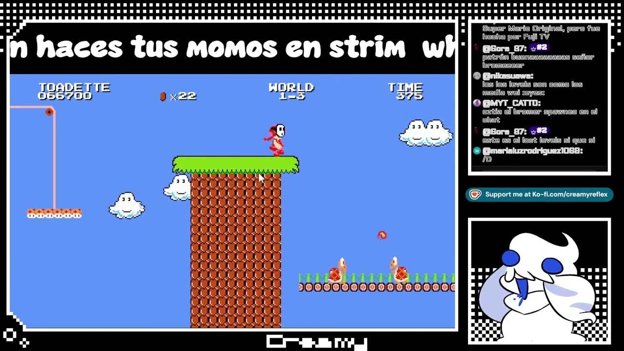 Jugando mario pero cada q pierda me cambio de chones