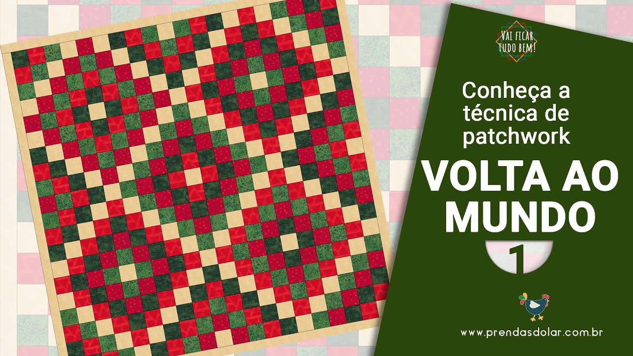 Como fazer um PAINEL NATALINO em Patchwork usando RETALHOS DE TECIDOS na técnica Volta ao Mundo - 01