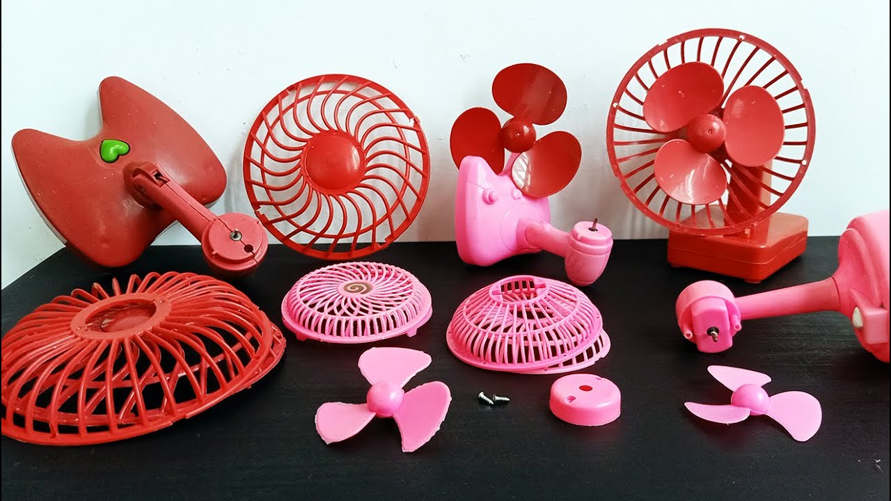 Fan Toys - Memasang jala dan baterai Empat Kipas Angin Mainan merah